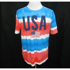 MAD ENGINE Men's XL Red White Blue Short Sleeve Tie-Dye T-Shirt USA 4th of July